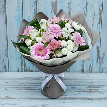 Букет цветов из:  Герберы, Альстромерии и Хризантемы в Белоярском Свердловской области