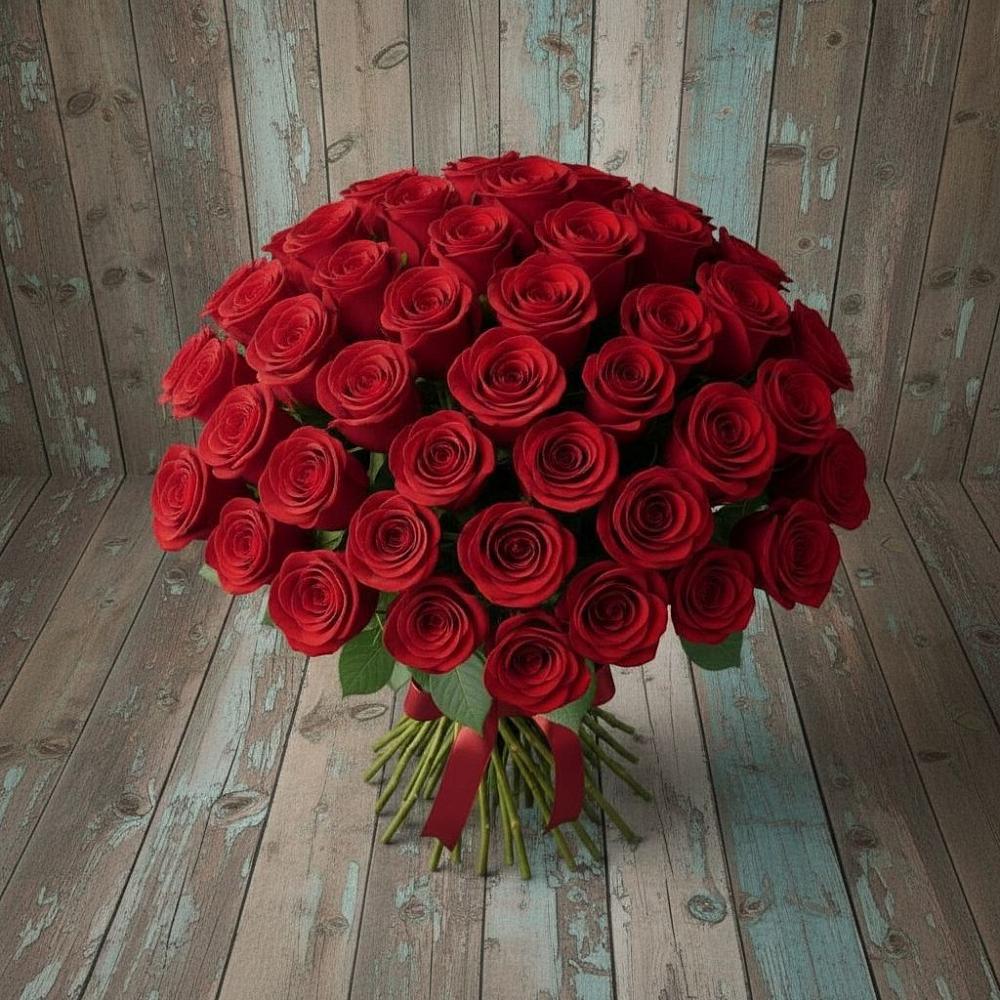 Букет 55 Красных роз Фридом в Белоярском Свердловской области