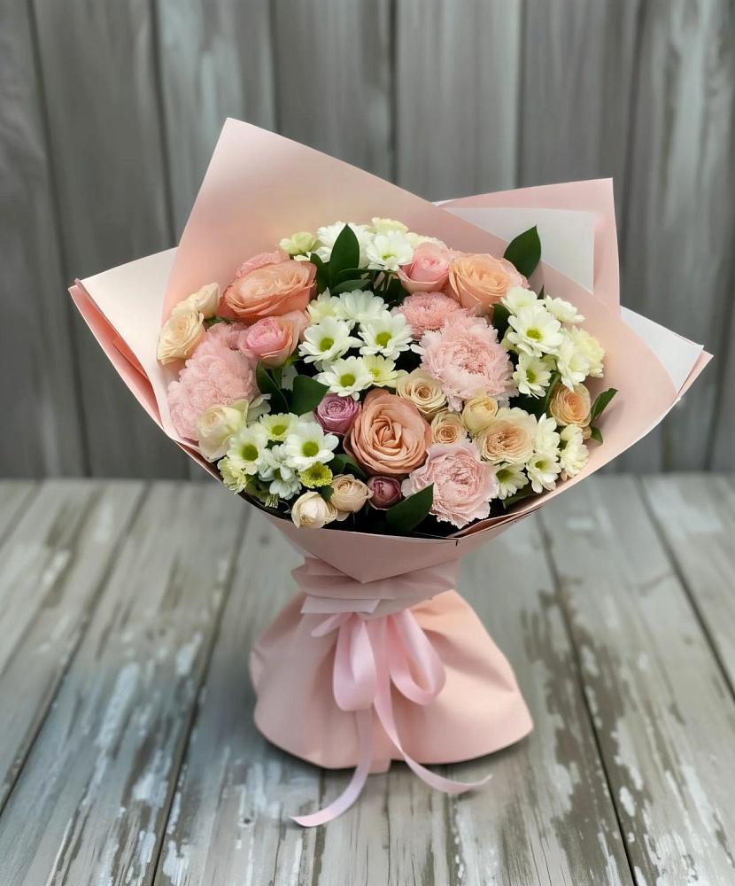 Букет цветов из: Гвоздики, Розы и Хризантемы в Белоярском Свердловской области