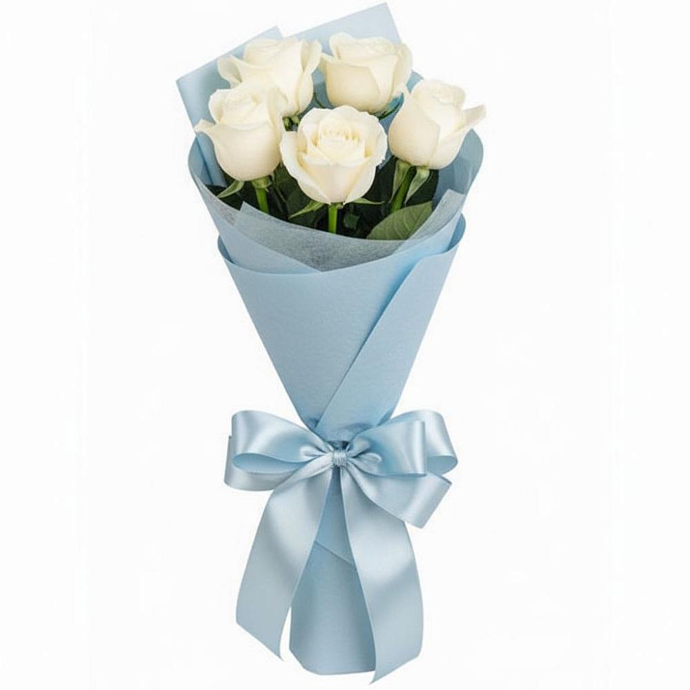 Букет 5 Белых роз Проуд в Белоярском Свердловской области