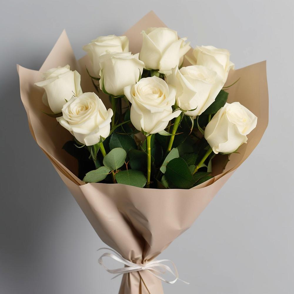 Букет 9 Белых роз Эдлесс Лав в Белоярском Свердловской области