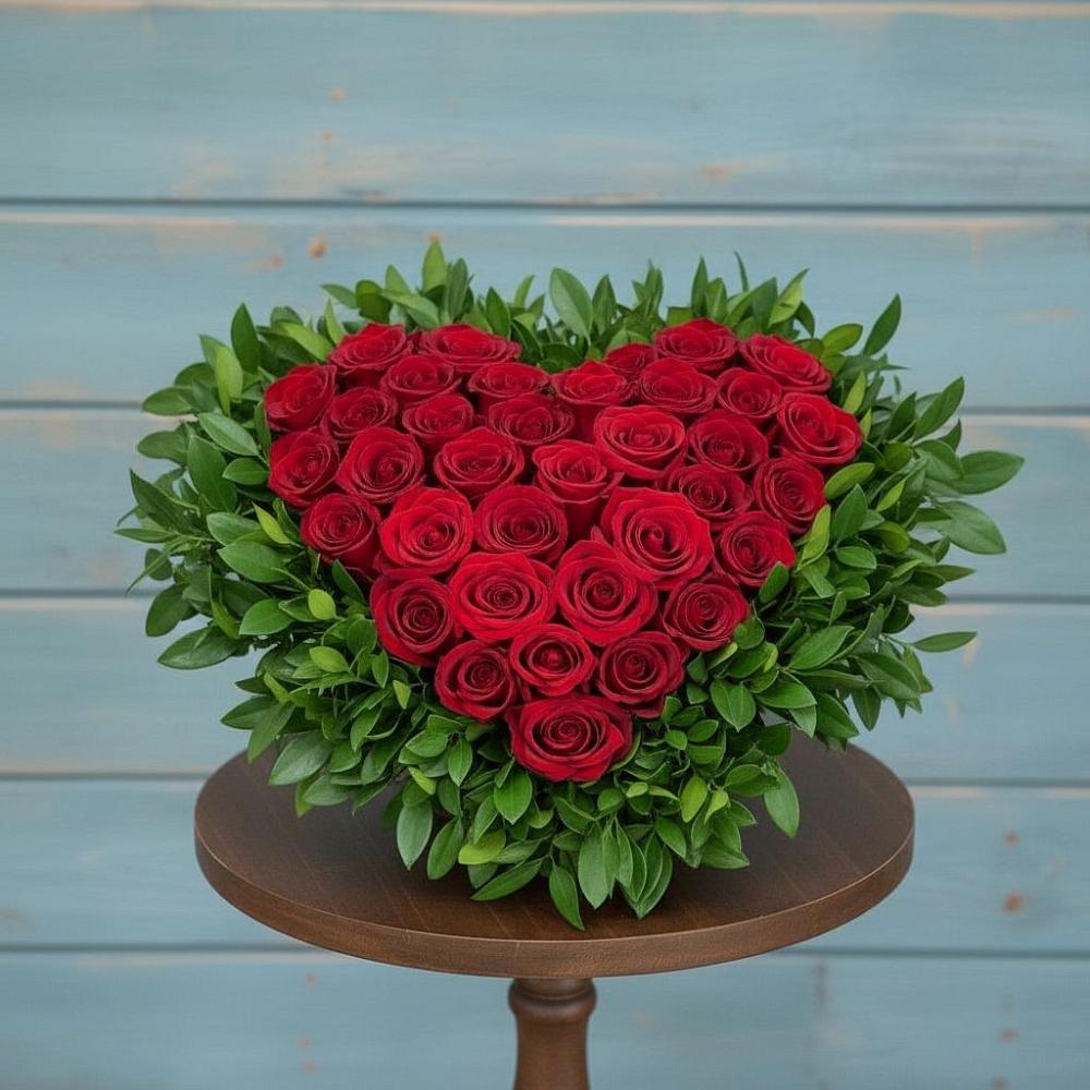 Цветочная композиция из Розы в виде сердца в Белоярском Свердловской области