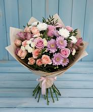 Букет цветов из:  Хризантемы, Розы и Альстромерии #REPLACE_PRED# Белоярском Свердловской области