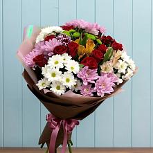 Букет цветов из:  Розы, Хризантемы и Альстромерии в Белоярском Свердловской области